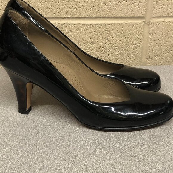 Anyi Lu Black Patent Leather Pump Ladies Size 38 1/2 - Picture 3 of 8